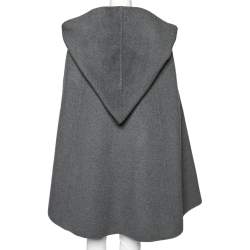 Pre Owned Oscar de la Renta Grey Orylag Wool Hooded Cape S