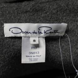 Pre Owned Oscar de la Renta Grey Orylag Wool Hooded Cape S