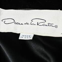 Oscar de la Renta Colorblock Silk & Velvet Long Sleeve Evening Gown L
