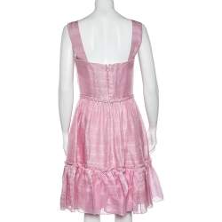 Pre Owned Oscar de la Renta Pink Silk Sleeveless Flared Mini Dress M