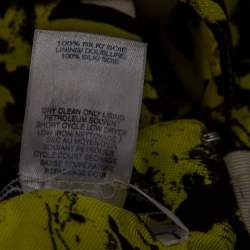 مملوكة مسبقًا فستان أوسكار دي لا رينتا حزام حرير مطبوع أصفر مقاس متوسط