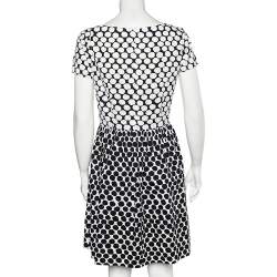 Oscar de la Renta Monochrome Polka Dot Print Cotton Dress S