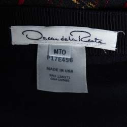Pre Owned Oscar de la Renta Midnight Blue Wool Embroidered Pencil Skirt (MTO)