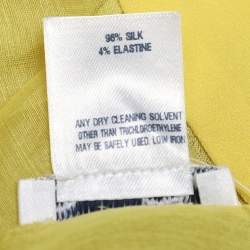 Oscar De La Renta Yellow Silk Organza Ruffle Detail Sheer Top L