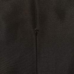 Pre Owned Oscar de la Renta Brown Silk Taffeta Pleated Detail Maxi Skirt L