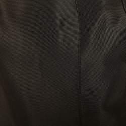 Pre Owned Oscar de la Renta Brown Silk Taffeta Pleated Detail Maxi Skirt L