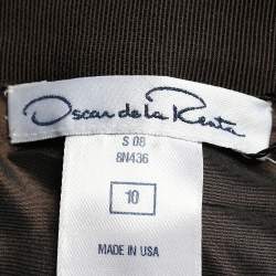 Pre Owned Oscar de la Renta Brown Silk Taffeta Pleated Detail Maxi Skirt L