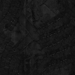 Pre Owned Oscar De La Renta Black Lace & Tulle Embellished Pencil Skirt S