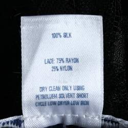 Pre Owned Oscar De La Renta Black Lace & Tulle Embellished Pencil Skirt S