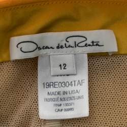 Pre Owned Oscar de la Renta Yellow Dip-Dyed Silk Taffeta Ruched Strapless Gown L