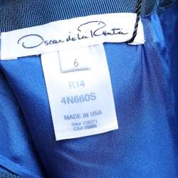 مملوكة مسبقًا Oscar de la Renta Blue Silk Pencil Skirt M