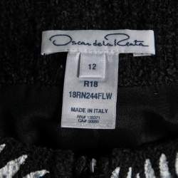 Oscar de la Renta Black Printed Cotton Dress L