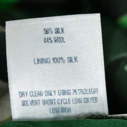 Pre Owned Oscar de la Renta Green Floral Printed Silk & Wool Maxi Skirt M