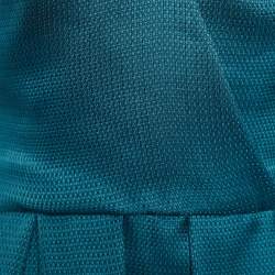 Pre Owned Oscar de la Renta Teal Blue Basket Weave Cocktail Dress M