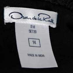 Pre Owned Oscar de la Renta Black Floral Guipure Lace Silk Top XL