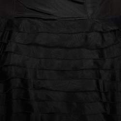 Oscar de la Renta Black Silk Tiered Sleeveless Dress M