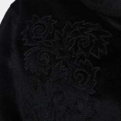 Pre Owned Oscar de La Renta Black Embroidered Wool & Angora Mid Length Coat M
