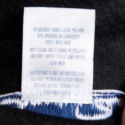 Pre Owned Oscar de La Renta Black Embroidered Wool & Angora Mid Length Coat M