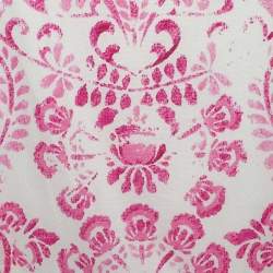 Pre Owned Oscar de la Renta Pink Floral Batik Print Cotton Dress XS