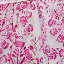 Pre Owned Oscar de la Renta Pink Floral Batik Print Cotton Dress XS