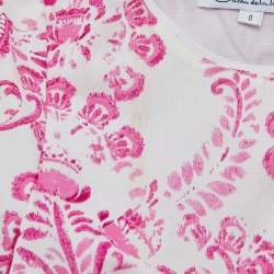 Pre Owned Oscar de la Renta Pink Floral Batik Print Cotton Dress XS