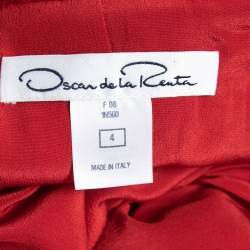 Pre Owned Oscar de la Renta Red Wool & Llama Amethyst Brooch Zip-Up Jacket S