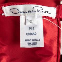 Oscar de la Renta Red Silk Faille Maxi Skirt M