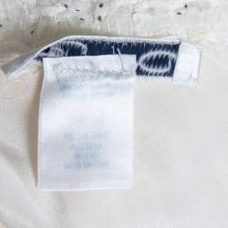 Pre Owned Oscar de la Renta Cream Tweed & Lace Trim Skirt L