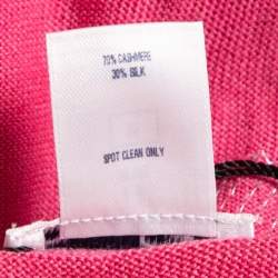 Pre Owned Oscar de la Renta Pink Embellished Cashmere and Silk Knit Button Front Cardigan M