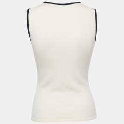 Pre Owned Oscar de la Renta Cream Cashmere & Silk Sleeveless Knit Top S