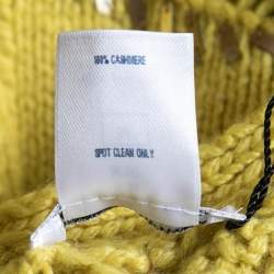 Pre Owned Oscar de la Renta Yellow Embellished Cashmere Knit Button Front Cardigan M