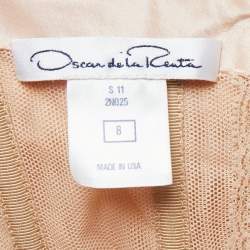 Oscar de la Renta Light Pink Silk Ruched Corset Detail Sleeveless Tiered Gown M
