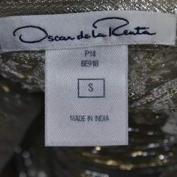 Oscar de la Renta Metallic Silk Beaded Belted Kaftan Maxi Dress S