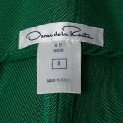 Pre Owned Oscar de la Renta Green Wool High Waist Trousers M