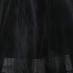 Pre Owned Oscar de la Renta Black Logo Embroidered Tulle Flared Maxi Skirt S