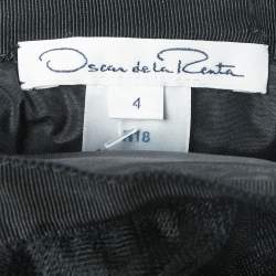 Pre Owned Oscar de la Renta Black Logo Embroidered Tulle Flared Maxi Skirt S