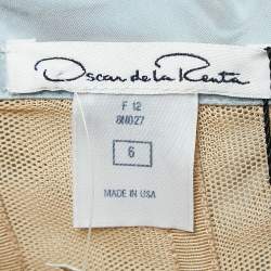 Oscar de la Renta Light Blue Silk Pleated Ruffle Strapless Gown M