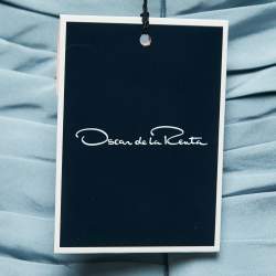 Oscar de la Renta Light Blue Silk Pleated Ruffle Strapless Gown M