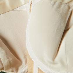 Oscar de la Renta Cream Silk Green Leaf Embellished Strapless Gown M