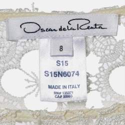 مملوكة مسبقًا Oscar de la Renta White Lace Midi Dress M