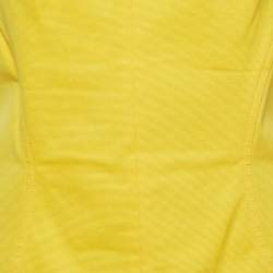 Pre Owned Oscar de la Renta Yellow Cotton Sleeveless Midi Dress M