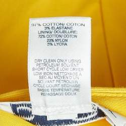 Pre Owned Oscar de la Renta Yellow Cotton Sleeveless Midi Dress M