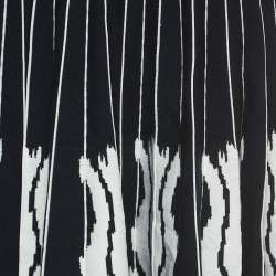 Pre Owned Oscar de la Renta Navy Blue/White Stripe Wool Blend Sleeveless Midi Dress M