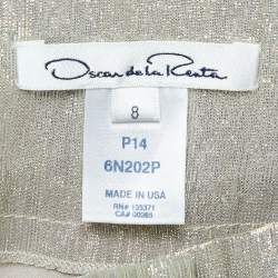 Pre Owned Oscar de la Renta Gold Lamé Wide Leg Pants M