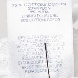 Oscar de la Renta White Lace Trim Cotton Ruffled Peplum Top M