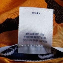 Oscar de la Renta Orange Tie-Dye Silk Embroidered Open Front Jacket M