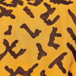 Pre Owned Oscar de la Renta Orange Tie-Dye Silk Embroidered Open Front Jacket M