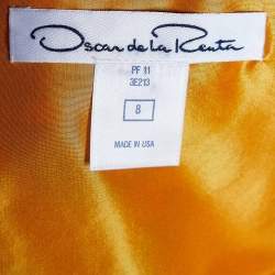 Pre Owned Oscar de la Renta Orange Tie-Dye Silk Embroidered Open Front Jacket M