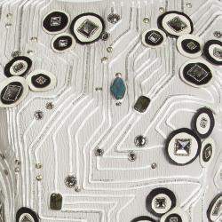 Pre Owned فستان أوسكار دي لارينتا رصاصي مزخرف بلا أكمام مجسم S