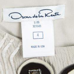 Pre Owned فستان أوسكار دي لارينتا رصاصي مزخرف بلا أكمام مجسم S